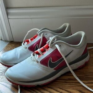 Nike White and pink golf shoes